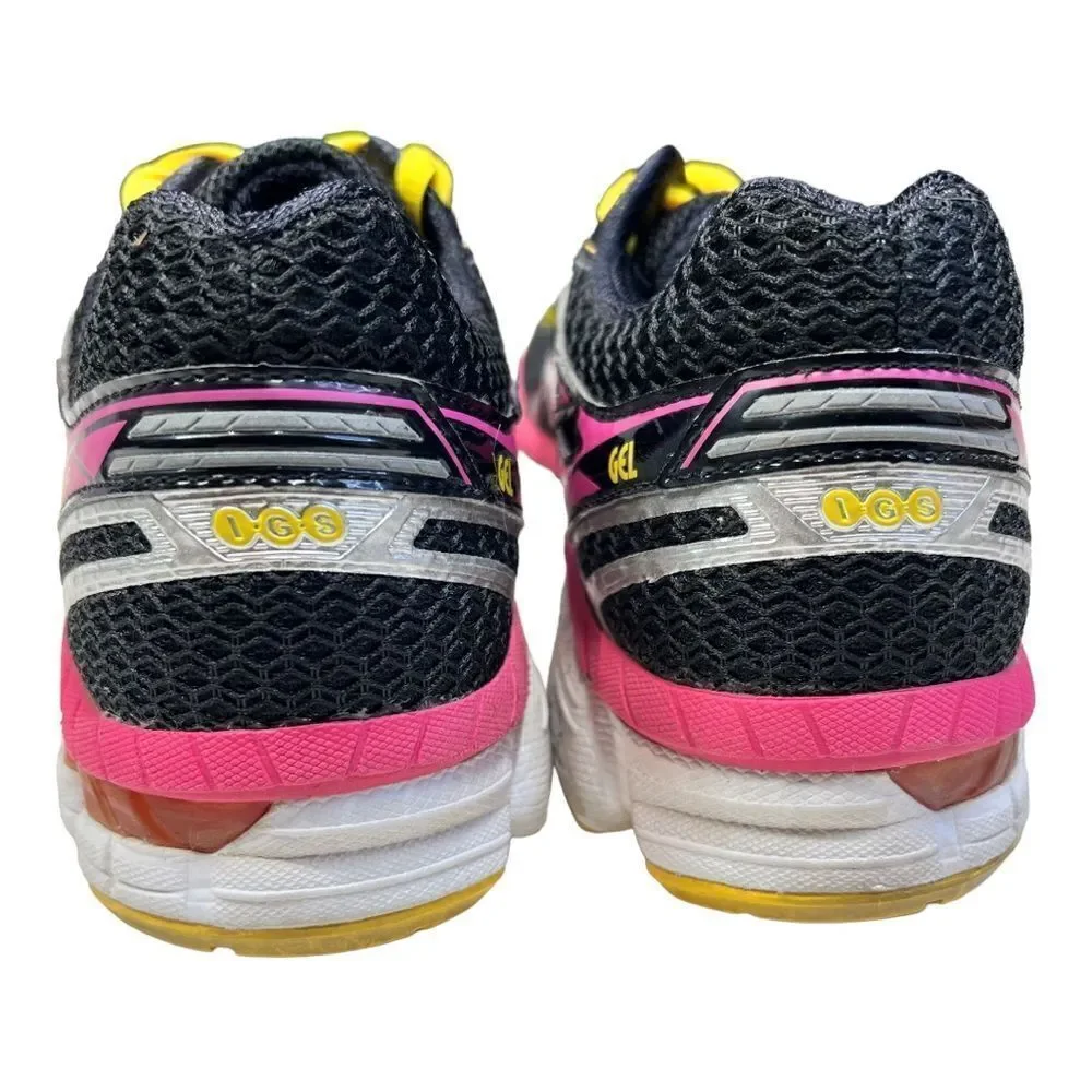 ASICS GT-2000 2 Women's Size 7.5 Black Pink Yellow Mesh Running Shoes T3P8N